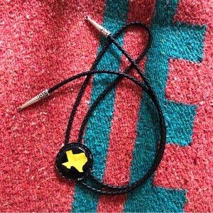 Texas Bottlecap Bolo Tie handmade western style black and yellow unique gift